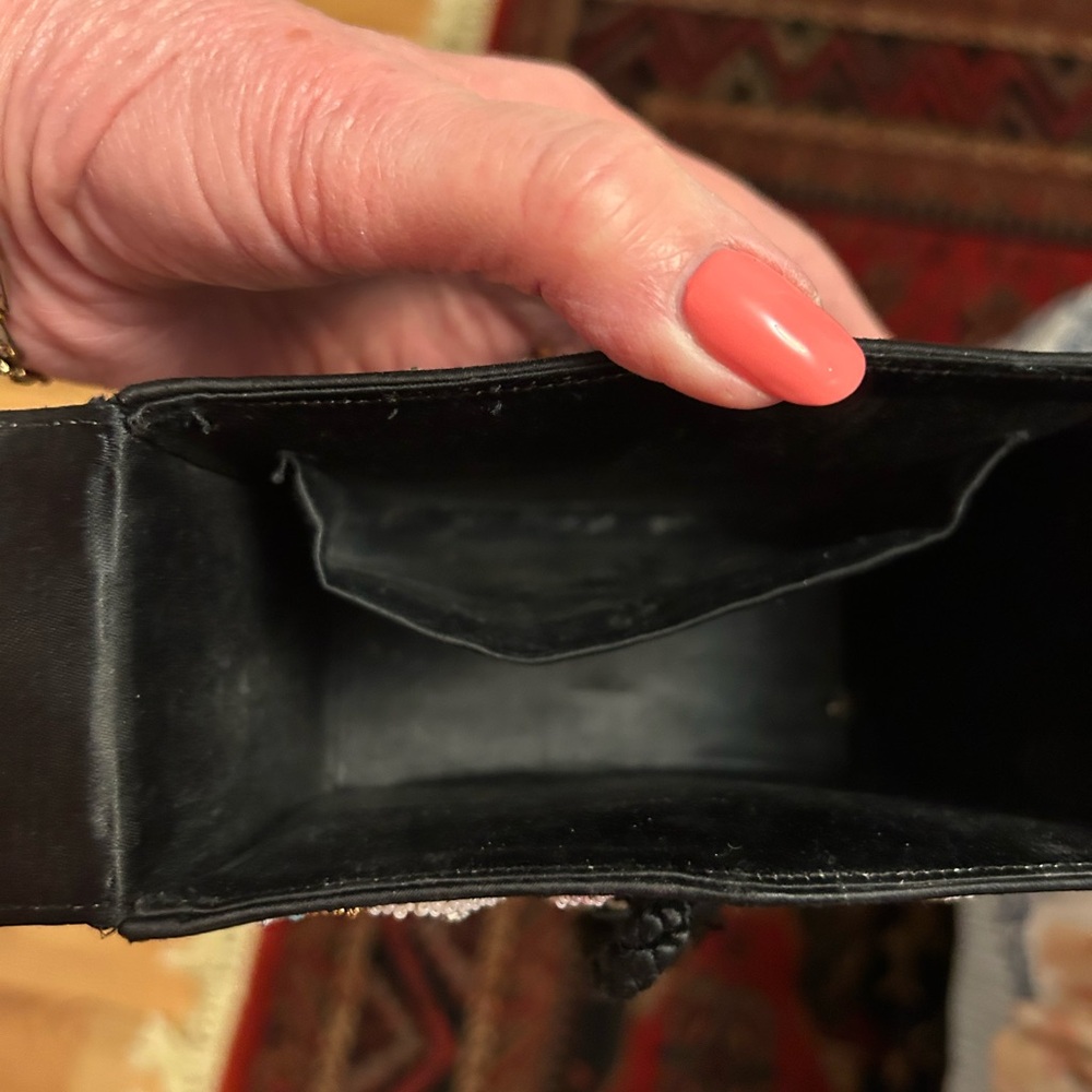 Vintage French Embroidered Black Evening Bag - Picture 8 of 8